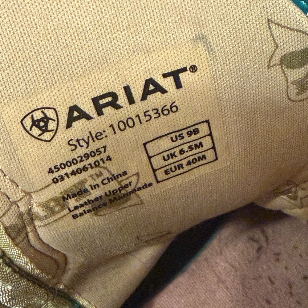 Ariat Boots Fat Baby Heritage Western Harmony Teal White Y2k Vintage Rodeo Sz 9B - Picture 11 of 11